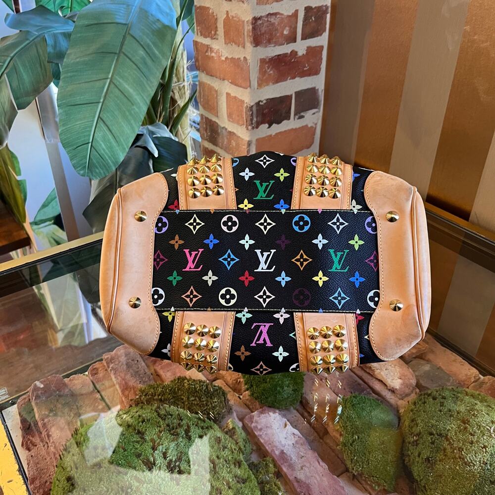 LOUIS VUITTON Courtney MM Black Monogram Multicolor Canvas Satchel Bag - Picture 4 of 16